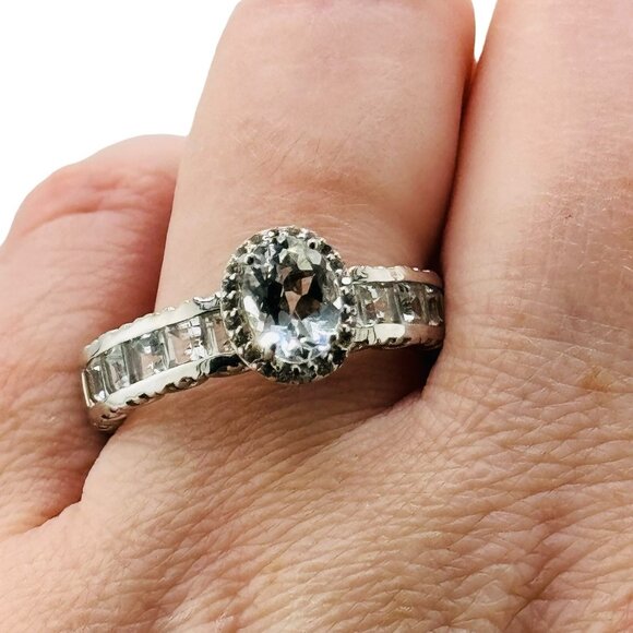 NWT Chuck Clemency Clear Topaz Sterling Silver Halo Ring Size 10 Designer Heavy - Picture 2 of 10